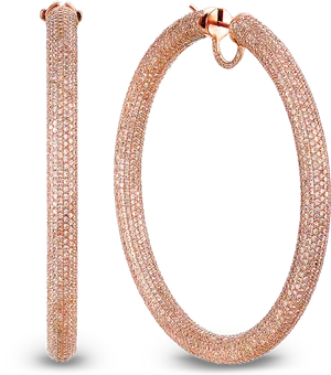 Rose Gold Diamond Hoop Earrings PNG
