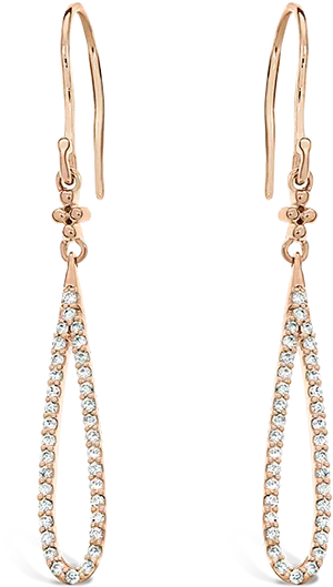 Rose Gold Drop Earringswith Diamonds PNG