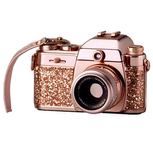 Rose Gold Glitter Camera PNG 06252024