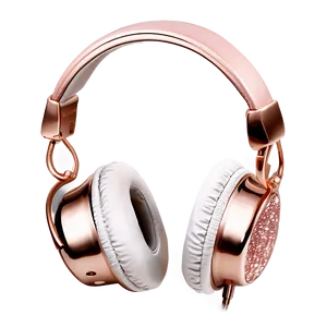 Rose Gold Glitter Headphones PNG Dhd
