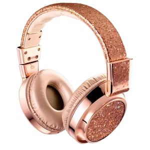Rose Gold Glitter Headphones PNG Hgi