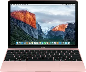 Rose Gold Mac Book Pro Display PNG image