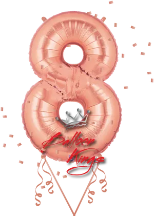 Rose Gold Number8 Balloon PNG image