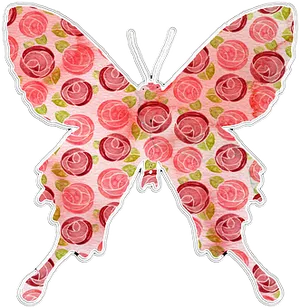 Rose Patterned Butterfly Illustration PNG image