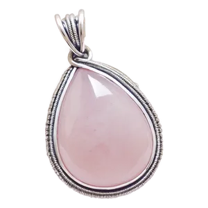 Rose Quartz Wire Wrapped Pendant Png 1 PNG image