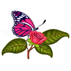 Rose With Butterfly PNG 04292024