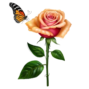 Rose With Butterfly PNG 04292024