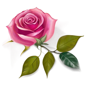 Rose With Leaves Clipart PNG 06272024