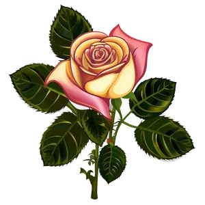 Rose With Leaves Clipart PNG Xau PNG