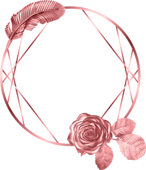 Roseand Feather Circular Frame PNG image