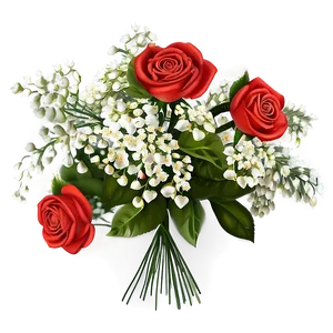 Roses And Baby's Breath Bouquet PNG Cta12 PNG