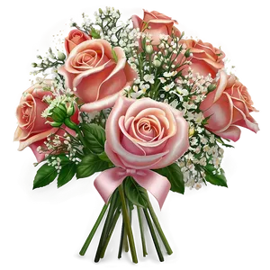 Roses And Baby's Breath Bouquet PNG Ikw64 PNG