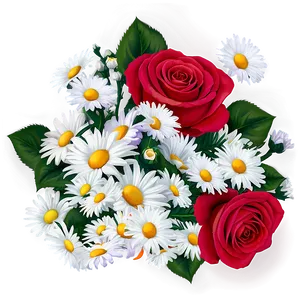 Roses And Daisies Bouquet PNG Btk44 PNG