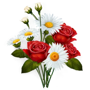 Roses And Daisies Bouquet PNG Udd30 PNG