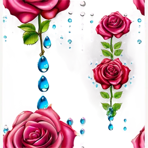 Roses And Dewdrops PNG Qab55