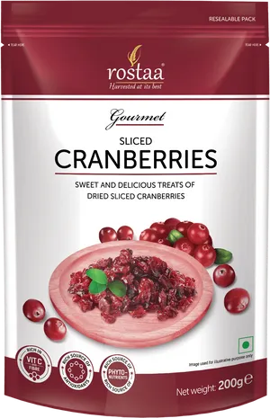 Rostaa Gourmet Sliced Cranberries Package PNG image