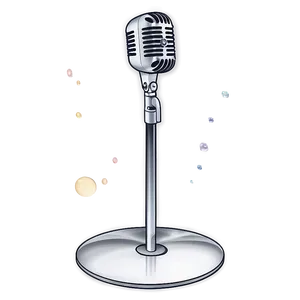 Round Base Microphone On Stand PNG 06282024