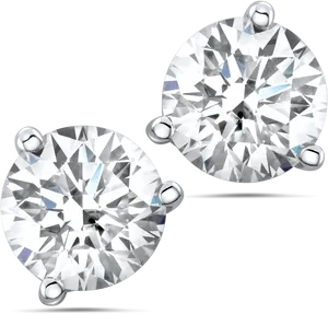 Round Cut Diamond Stud Earrings PNG image