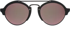 Round Frame Sunglasses Black PNG image