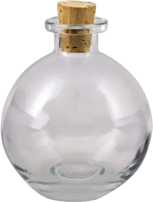 Round Glass Bottlewith Cork Stopper PNG image
