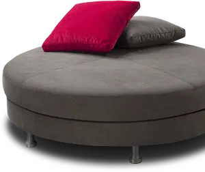 Round Modern Ottomanwith Cushions PNG image