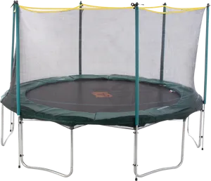 Round Outdoor Trampoline With Safety Net PNG image