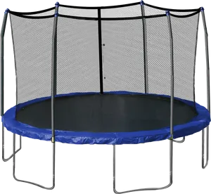 Round Outdoor Trampoline With Safety Net PNG image