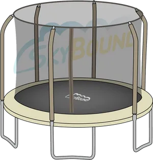 Round Trampoline With Enclosure PNG image