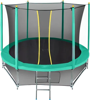 Round Trampolinewith Safety Netand Ladder PNG image