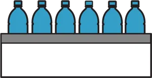 Rowof Water Bottleson Shelf PNG image