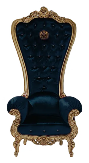 Royal Blue Gold Trimmed Throne Chair PNG