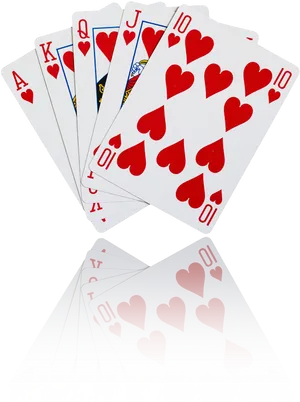 Royal Flush Hearts Poker Hand PNG image