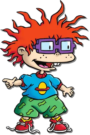 Rugrats Character With Red Hairand Glasses PNG image