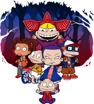 Rugrats Characters Nighttime Adventure PNG image