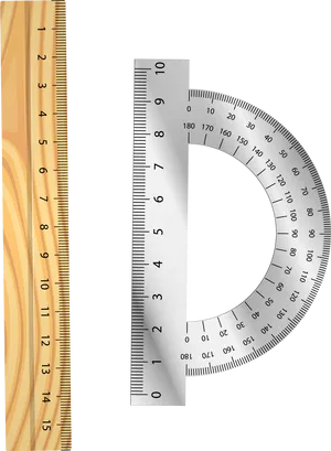 Rulersand Protractoron Black Background PNG