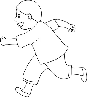 Running Child Cartoon Outline PNG image