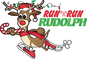 Running Reindeer Cartoon Christmas Celebration PNG image