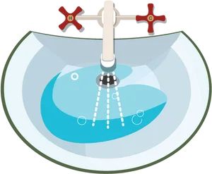 Running Water Tap Over Basin PNG image