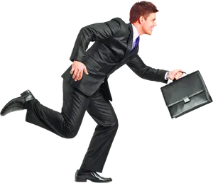 Rushing Businessmanwith Briefcase PNG image