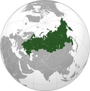 Russia Map Highlighted Global Projection PNG image