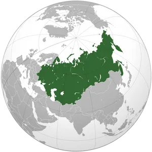 Russia Map Highlighted Global Projection PNG image