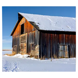 Rustic Barn In Snow Photo PNG 11