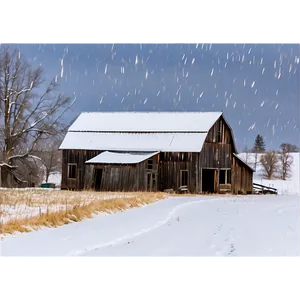 Rustic Barn In Snow Photo PNG Dww59