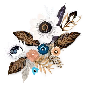 Rustic Boho Flowers Clipart Png 06272024 PNG image