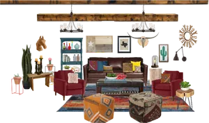 Rustic Chic Living Room Decor PNG image