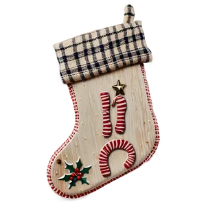 Rustic Christmas Stocking PNG 67