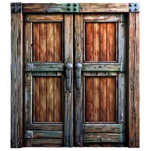 Rustic Closed Door Illustration Png Sqf PNG image