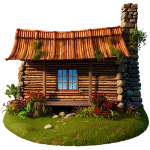 Rustic Cottage On A Hill PNG 06202024