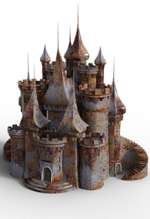 Rustic Fantasy Castle Model PNG image
