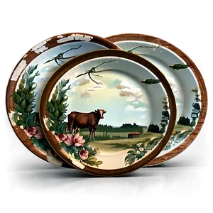 Rustic Farmhouse Plates PNG Yke PNG